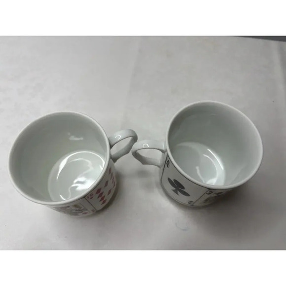 Set Of 2 Straight Royal Flush/Ace King Queen Jack Ten Of Diamonds Pedestal Mug - Picture 4 of 4